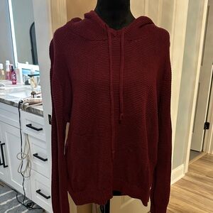 Harper Hooded Cardigan in Rich Burgundy